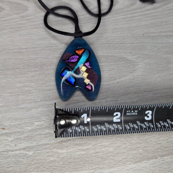 Vibrant Art Glass Pendant Necklaces & Brooch/Pin w/Fabric Box - Picture 9 of 16
